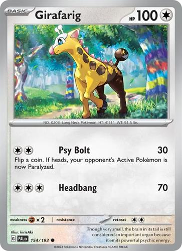 קלף בודד single פוקימון - girafarig - Paldea Evolved - 154/193