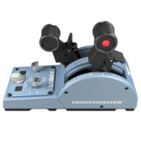 ג'ויסטיק Thrustmaster Officer Pack Airbus – בקר מצערת כחול-אפור ושחור עם ידיות ומתגים על רקע לבן