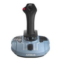 ג'ויסטיק Thrustmaster Officer Pack Airbus – פריט בודד של ג ויסטיק שחור על בסיס תכלת על רקע לבן