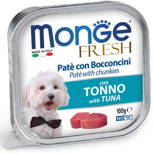 מעדן רטוב לכלבים מונג פרש פטה נתחי טונה 100 גרם - MONGE FRESH PATE TUNA 100G