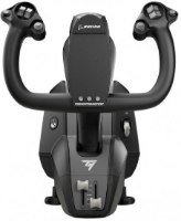ג'ויסטיק ומצערת טיסה Thrustmaster TCA Yoke Boeing Edition PC/Xbox – הג ויסטיק השחור מוצג מול רקע לבן