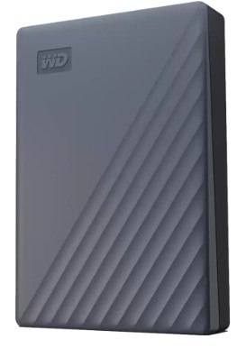 כונן קשיח חיצוני Western Digital WDBY3J0060BGY My Passport 6TB USB-C – פריט בודד אפור כהה עם טקסטורת פסים אלכסוניים