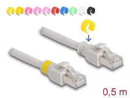 כבל רשת Delock Network cable RJ45 Cat.6A S/FTP with colored clips 0.5 m