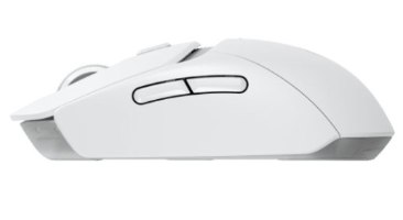 עכבר גיימינג אלחוטי Logitech G309 Lightspeed – מבט צד על העכבר הלבן עם גלגלת ושני כפתורי צד
