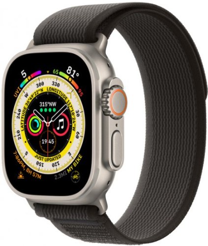 שעון חכם - Apple Watch Ultra Titanium GPS + Cellular 49mm - רצועה M/L - אפור/שחור