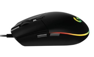 עכבר גיימינג חוטי Logitech G102 Lightsync – מבט צד על עכבר שחור עם גלגלת, כפתורים ותאורת RGB צבעונית