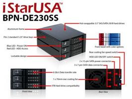 iStarUSA Hot Swap Cage 5.25x2 to 3.5x3 SAS/SATA 6.0 Black