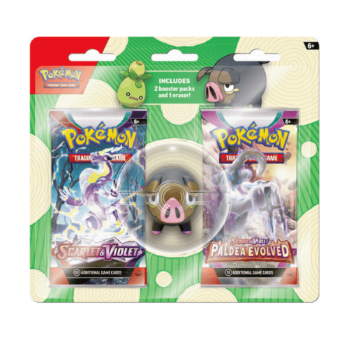 Pokemon TCG: Scarlet & Violet Lechonk Eraser Blister Pack קלפי פוקימון TCG מקוריים בליסטר עם מחק