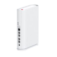 נתב סלולרי Zte G5TS 5G – נתב לבן עומד אנכית מציג את צדו עם חיבורי רשת טלפון NFC