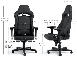 כיסא גיימינג Noblechairs HERO ST Black – תמונת מידות מלאה להתאמה אישית