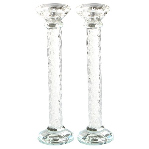 Crystal Candlesticks 26cm- With Decorative Stones
