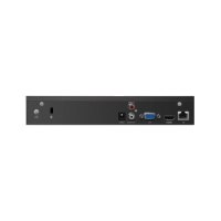 מערכת הקלטה 4 ערוצים Vigi NVR1004H – פנל אחורי כהה מציג כניסות ויציאות חשמל אודיו עם 4K