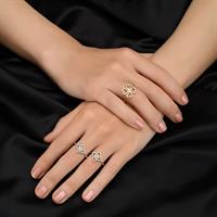טבעת משאלת לב משובצת יהלומים בזהב לבן או צהוב 14 קראט
