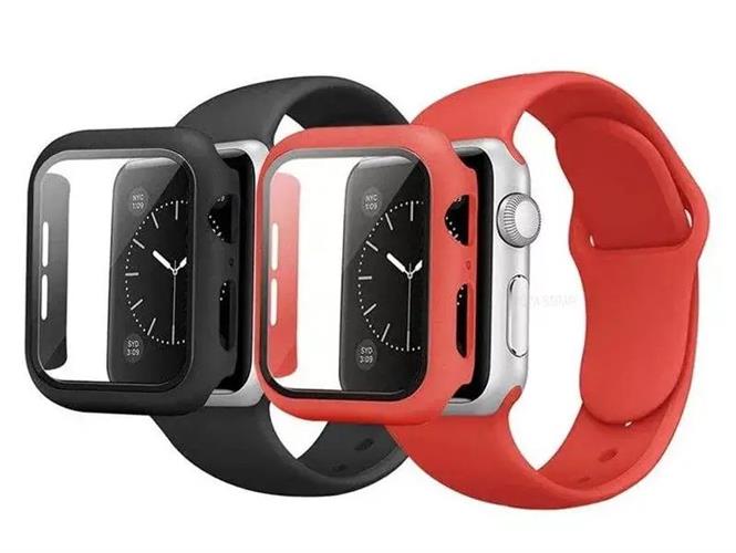 רצועת סיליקון כולל מגן מסך לשעוני Apple במידה 42 מ"מ (מיקס צבעים)