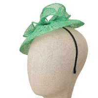 כובע אלגנטי מעוצב על קשת - דגם צדף תלתלים ירוק