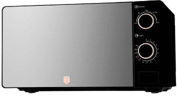 מיקרוגל מעוצב מראה 20 ליטר Berlinger Haus Rose Gold BH9900 – מבט חזיתי על המיקרוגל עם דלת מראה.