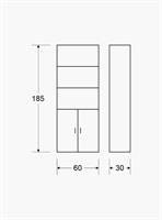 ספריה צרה + 2 דלתות קצרות, רוחב 60 עומק 30 גובה 1.84