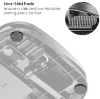 הדום רגליים ארגונומי מתכוונן Lumi FR15-02 – תחתית ההדום עם רפידות מונעות החלקה ותקריב של רפידה