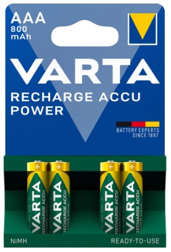 רביעיית סוללות AAA נטענות 800mAh - חברת Varta
