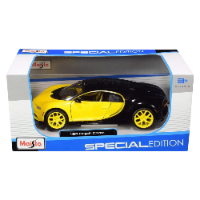 מאיסטו - דגם מכונית בוגאטי שירון - Maisto Bugatti Chiron Black/Yellow 1:24