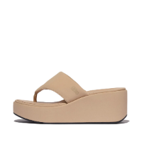Fit Flop Platfforms Wedge Toe Post Sandals Classic Beige פלטפורמה וודג`ס טו פוסט בז