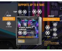 מארז Antec NX292 ARGB Mid Tower E-ATX MB 3X120MM ARGB SIDE GLASS
