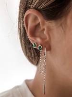 Or Earrings Silver Green