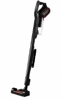 שואב אבק חוטי Deerma DX700 Pro – שואב אבק עומד שחור עם מיכל שקוף ונגיעות אדומות מוצג על רקע לבן