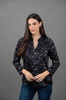 חולצת אן כחול עלים