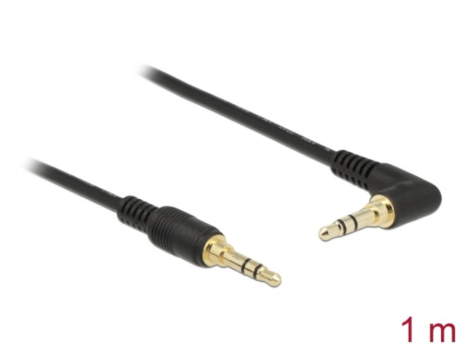 כבל אודיו זוויתי Delock angled Stereo Jack Cable 3.5 mm 3 pin 1 m black