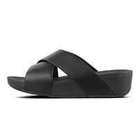FITFLOP|פיטפלופ- Fitflop Lulu Leather Slides X Black כפכפי פיטפלופ לנשים לולו קרוס סלייד שחור
