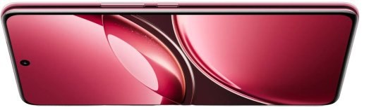 סמארטפון VIVO V50 5G 12GB+256GB אדום – טלפון אדום במבט עילי עם מסך המציג עיצוב אבסטרקטי אדום ומצלמה קדמית