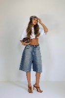 ג'ינס ברמודה כהה niv