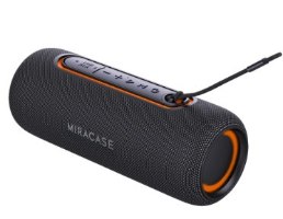 רמקול נייד Miracase MTWS400 – רמקול שחור גלילי עם פאנל כפתורים כתום USB