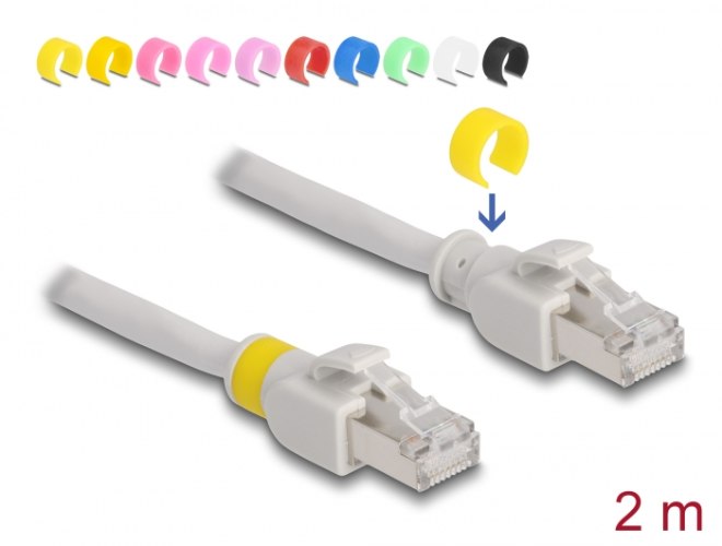 כבל רשת Delock Network cable RJ45 Cat.6A S/FTP with colored clips 2 m