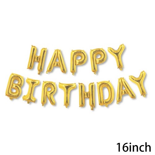 בלון HAPPY BIRTHDAY ניפוח עצמי - זהב