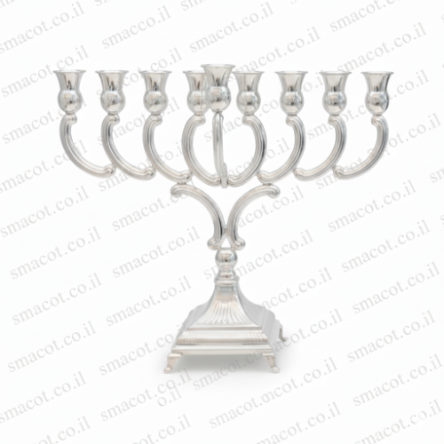 חנוכיה מכסף טהור דגם פסים  - 28 ס"מ