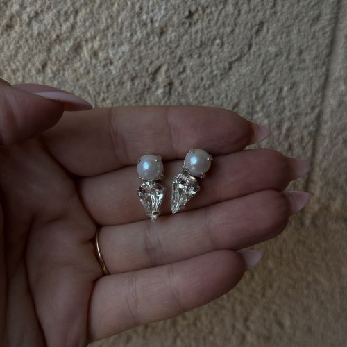 עגילי אלה | עגילים בשילוב פנינה