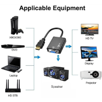מתאם HDMI ל-VGA נקבה כולל כבל אודיו