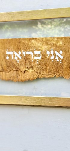 " אני בריאה " על עץ ממוסגר