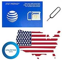 כרטיס סים  ללא הגבלה לשימוש בארה"ב at&t אורגינל משולב קנדה ומקסיקו