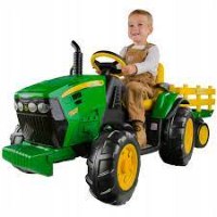 טרקטור ממונע לילדים 12V עם עגלה ג'ון דיר John Deere  PEG PEREGO