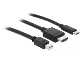 כבל מתאם Delock Monitor 3 in 1 Adapter with USB-C DisplayPort mini DisplayPort in to HDMI out