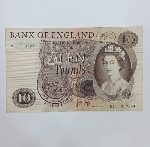 שטר בריטי 10 פאונד – Bank of England Series C | חתימת J. B. Page (1975-1978)