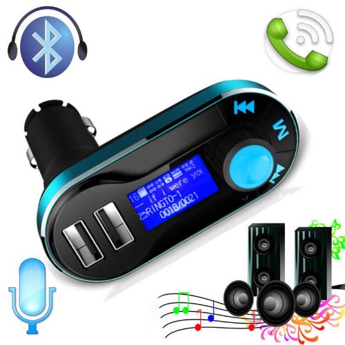 דיבורית בלוטוס לרכב משדר FM עם 2 יציאות USB
