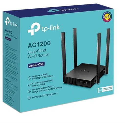 נתב Wi-Fi AC1200 Dual Band עם 4 אנטנות דגם Archer C54 - חברת TP-LINK