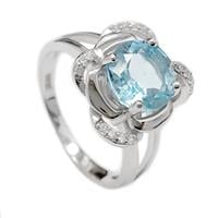 טבעת כסף משובצת טופז כחול וזרקונים RG5619 | תכשיטי כסף 925 | טבעות כסף