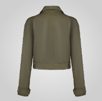 AMAPELLE - ROMIE CROPPED TRENCH BIKER מעיל עור ירוק