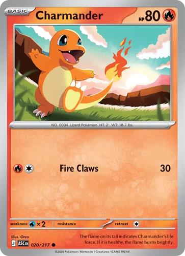 קלף בודד single פוקימון - charmander - Ascended Heroes - 020/217