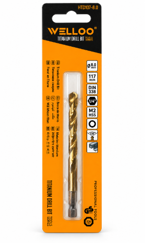 מקדח ברזל טיטניום ⁦WELLOO⁩ – ⁦8×117⁩ מ״מ